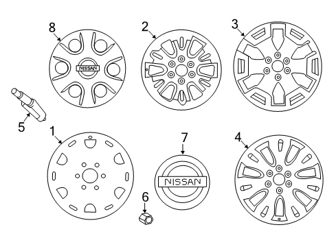 2020 Nissan Titan Wheels, Covers & Trim Diagram
