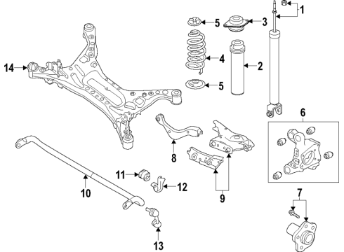 2020 Nissan Altima Rear Suspension Components, Lower Control Arm, Upper Control Arm, Stabilizer Bar Diagram 4