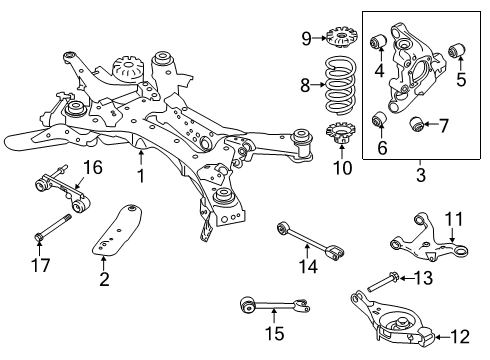 2020 Nissan Altima Rear Suspension Components, Lower Control Arm, Upper Control Arm, Stabilizer Bar Diagram 1
