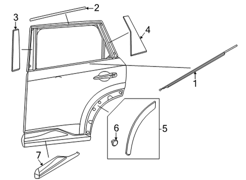 2021 Nissan Rogue Exterior Trim - Rear Door Diagram