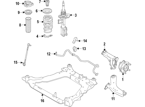 2022 Nissan Rogue Sport Front Suspension Components, Lower Control Arm, Stabilizer Bar Diagram 2