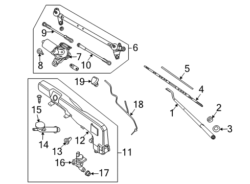 2021 Nissan Frontier Wiper & Washer Components Diagram