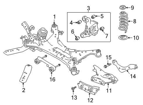 2020 Nissan Altima Rear Suspension Components, Lower Control Arm, Upper Control Arm, Stabilizer Bar Diagram 2