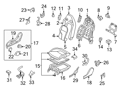 2021 Nissan GT-R Passenger Seat Components Diagram
