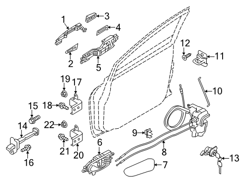 2021 Nissan Leaf Lock & Hardware Diagram 1