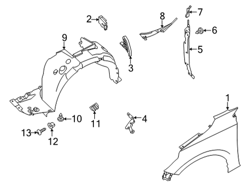 Protector-Front Fender,LH Diagram for 63841-6LB0A