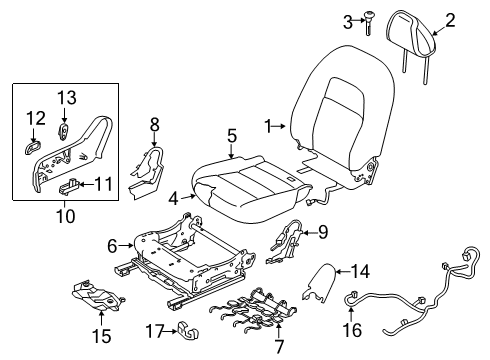 2020 Nissan Altima Passenger Seat Components Diagram 1