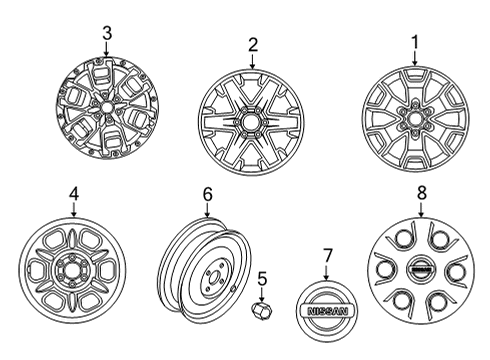 2022 Nissan Frontier Wheels, Covers & Trim Diagram