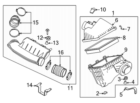 Air Cleaner Housing Cover Diagram for 16526-9BT1A