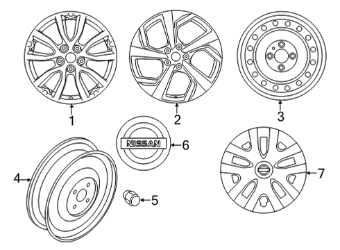 2022 Nissan Rogue Sport Wheels, Covers & Trim Diagram