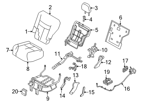 2021 Nissan Murano Rear Seat Components Diagram 1