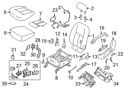 2021 Nissan Titan Driver Seat Components Diagram 1