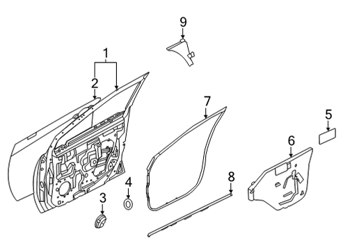 2022 Nissan Sentra Door & Components Diagram 1