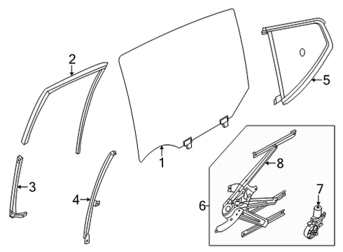 Glass Assy-Rear Door Window,LH Diagram for 82301-5EF0A