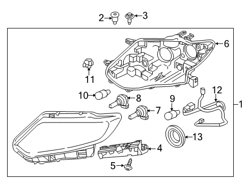 2020 Nissan Rogue Headlamp Components Diagram 1