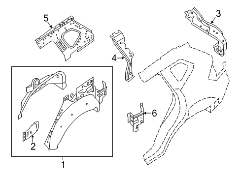 2020 Nissan Rogue Inner Structure - Quarter Panel Diagram 2