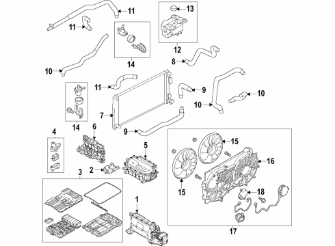 2020 Nissan Leaf Traction Motor Components, Battery, Cooling System Diagram