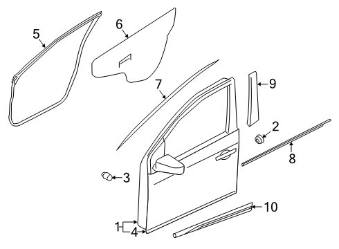 2021 Nissan Kicks Door & Components, Exterior Trim Diagram 1