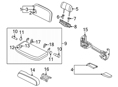 PAD & FRAME ASSY-CUSHION,REAR SEAT LH Diagram for 88355-9BU1A