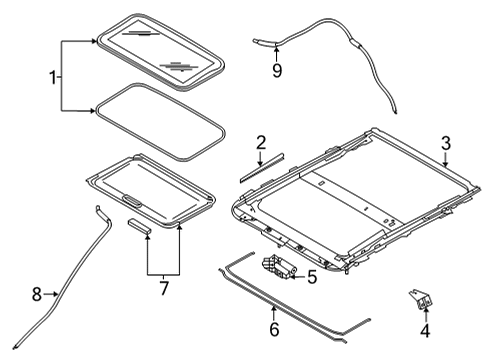 Rail Assy-Sunroof Diagram for 91350-6LB1A