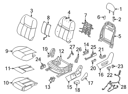 2022 Nissan Rogue Sport Driver Seat Components Diagram