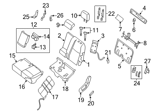 88670-9PG0D Nissan Pad Assembly-2ND Seat Back LH