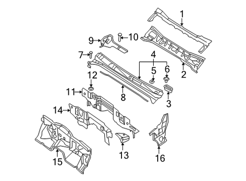 Nissan 66862-9BU0A Cover Assy-Cowl Top