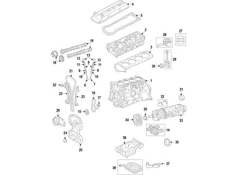 2020 Nissan Rogue Engine Parts, Mounts, Cylinder Head & Valves, Camshaft & Timing, Variable Valve Timing, Oil Pan, Oil Pump, Balance Shafts, Crankshaft & Bearings, Pistons, Rings & Bearings Diagram 2