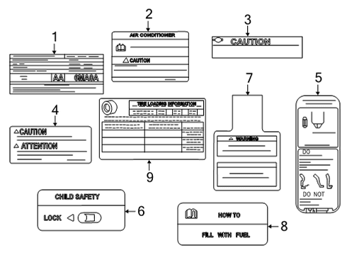 2022 Nissan Rogue Information Labels Diagram