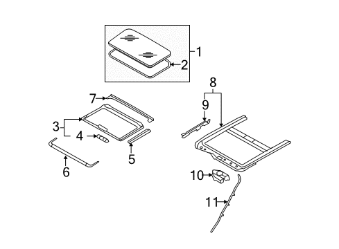 Rail Assy-Sunroof Diagram for 91350-3LZ1A