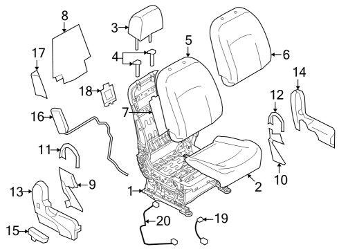 Cushion & Frame Complete Front Diagram for 87105-JM51A