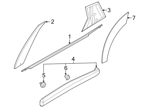 2023 Nissan ARIYA Exterior Trim - Rear Door Diagram