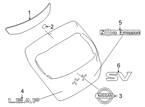 2023 Nissan Leaf EMBLEM-REAR Diagram for 90890-6WK0A