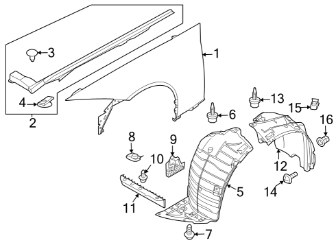 2023 Nissan Z PROTECTOR-FRONT FENDER,FRONT LH Diagram for 63845-6GP0A