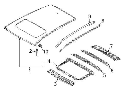 2022 Nissan Rogue Sport Roof & Components, Roof Rack, Exterior Trim Diagram 1
