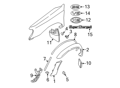 Over Fender Assembly-Front Bumper Side, RH Diagram for 63816-3S510