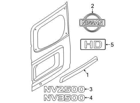 2020 Nissan NV 3500 Exterior Trim - Back Door Diagram 1