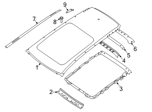2020 Nissan Rogue Roof & Components, Exterior Trim Diagram 2