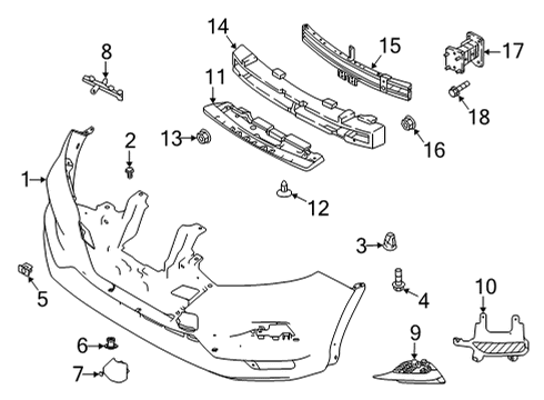 2020 Nissan Rogue Sport Fascia-Front Bumper Diagram for 62022-6MR0H