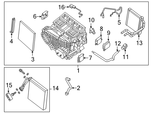 EVAPORATOR Assembly Front Diagram for 27280-3JC2D
