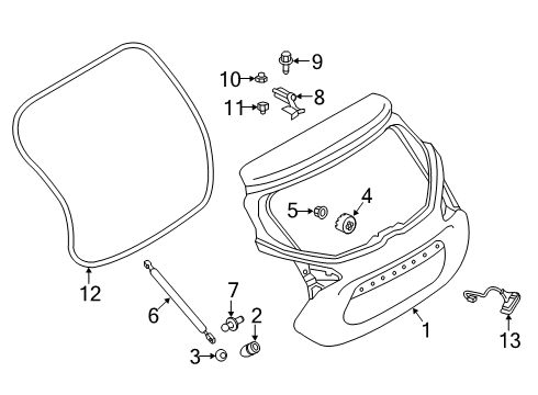 Stay Assy-Back Door,LH Diagram for 90451-5R00A