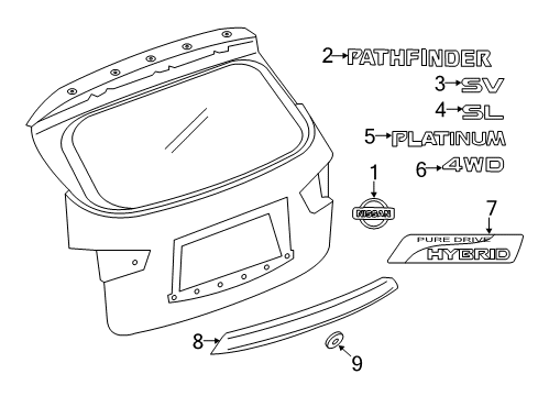 Emblem-Front Door Diagram for 80892-9A40B