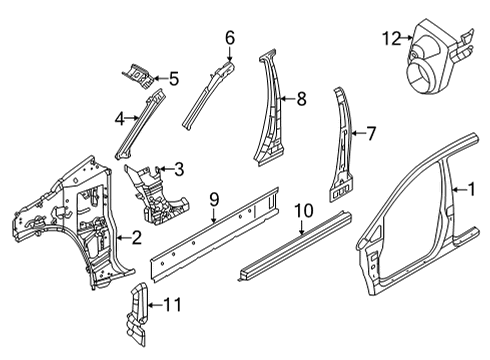 2024 Nissan Versa Aperture Panel, Center Pillar, Hinge Pillar, Rocker Diagram