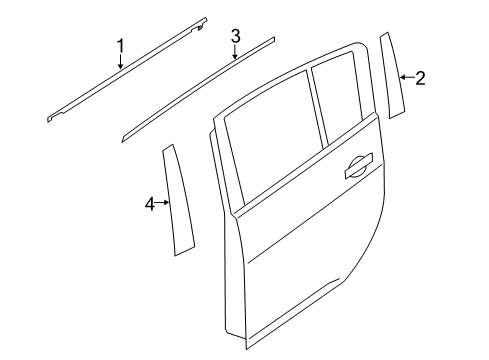 2022 Nissan Leaf Exterior Trim - Rear Door Diagram