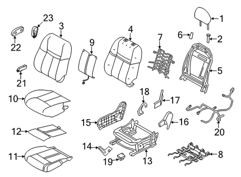 2022 Nissan Rogue Sport Switch Assy-Front Seat,RH Diagram for 87016-4BY0A