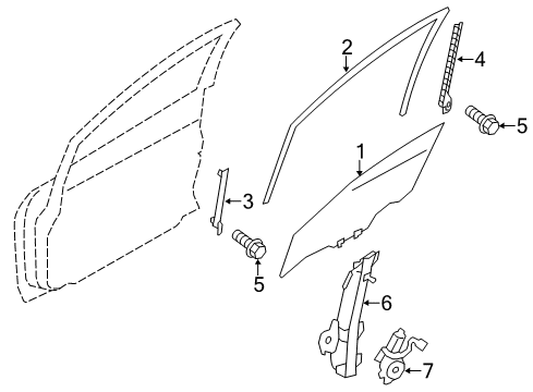 2022 Nissan Leaf Front Door Glass & Hardware Diagram 1