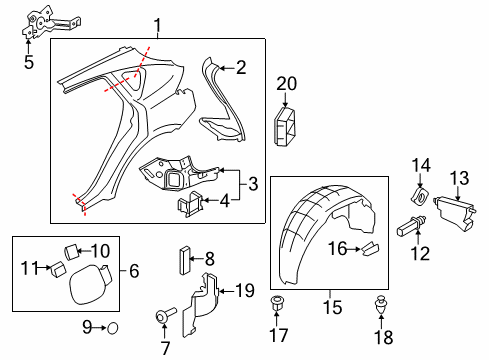 Fender Rear RH Diagram for GHA00-1CAAA