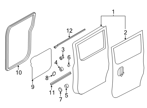 2020 Nissan NV 200 Side Loading Door - Door & Components Diagram