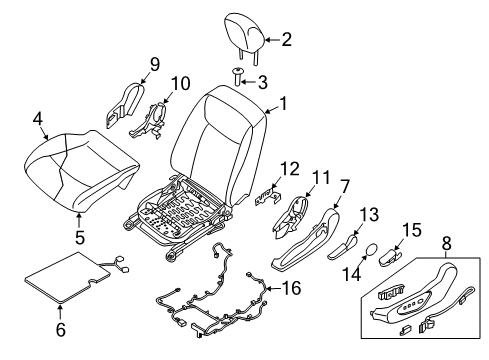 2023 Nissan Leaf Driver Seat Components Diagram