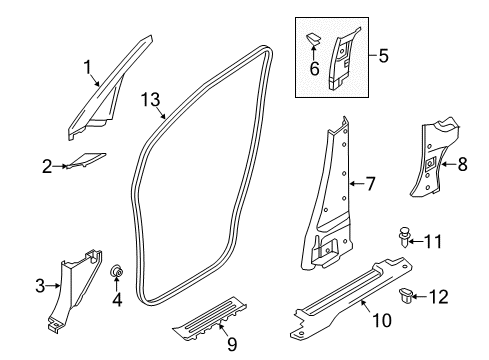 2020 Nissan NV 200 Interior Trim - Pillars, Rocker & Floor Diagram